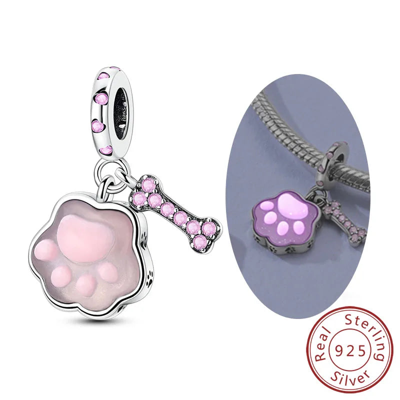 925 Sterling Silver Charms Beads Pendant Firefly Elf Paw Planet Charm