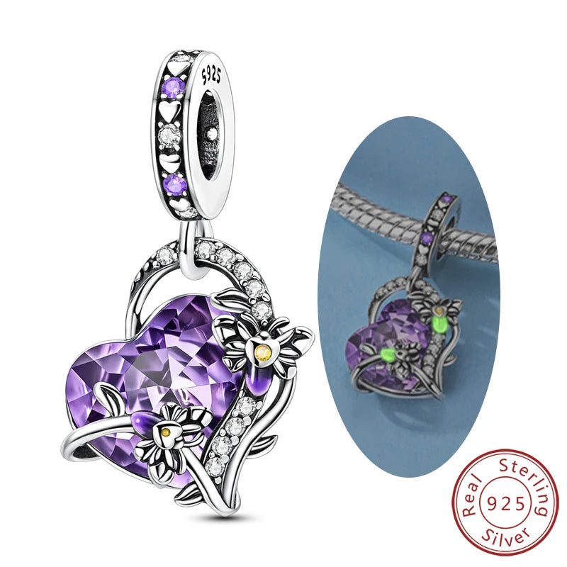 925 Sterling Silver Charms Beads Pendant Firefly Elf Paw Planet Charm