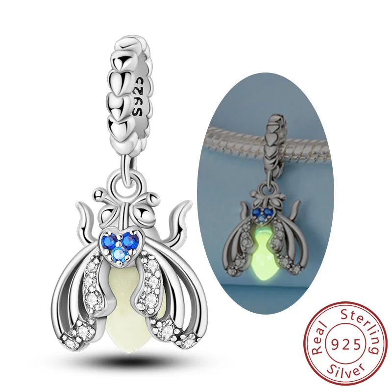 925 Sterling Silver Charms Beads Pendant Firefly Elf Paw Planet Charm