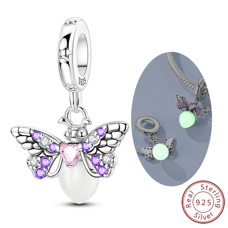 925 Sterling Silver Charms Beads Pendant Firefly Elf Paw Planet Charm