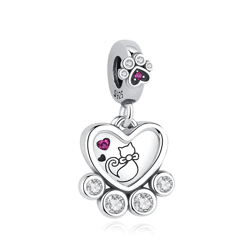 925 Sterling Silver Charms Love Pets