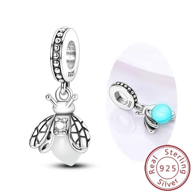 925 Sterling Silver Charms Beads Pendant Firefly Elf Paw Planet Charm