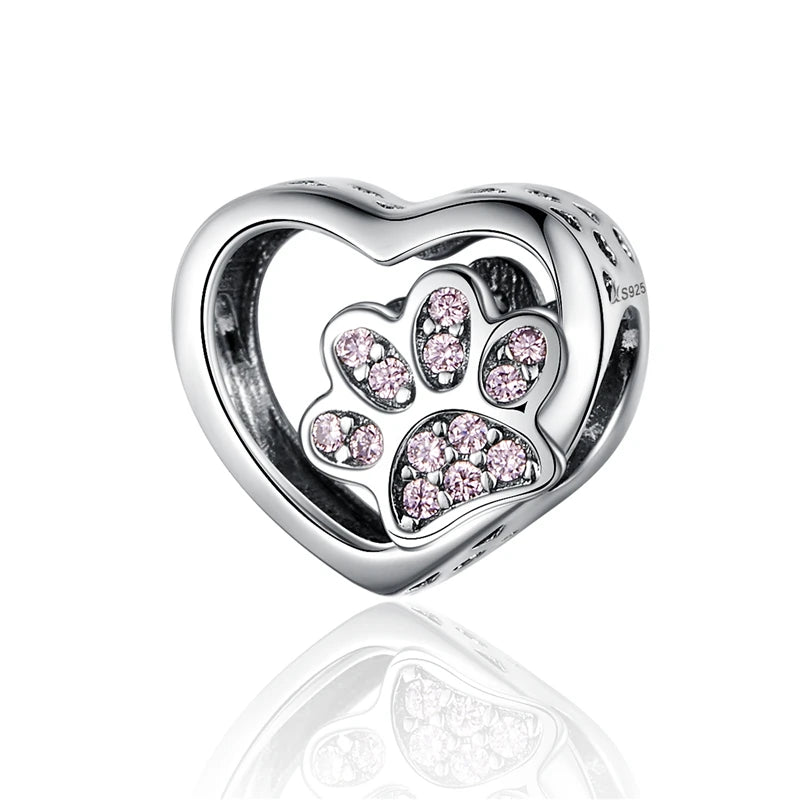 925 Sterling Silver Heart Beads Flower Retro Pattern Charms
