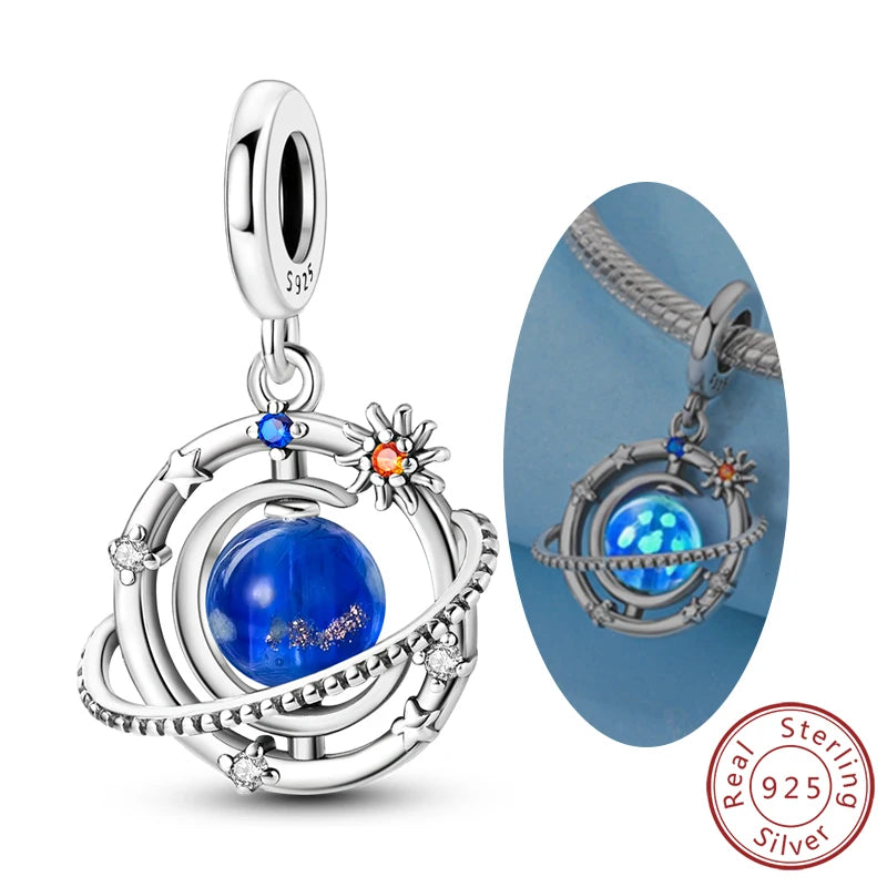 925 Sterling Silver Charms Beads Pendant Firefly Elf Paw Planet Charm