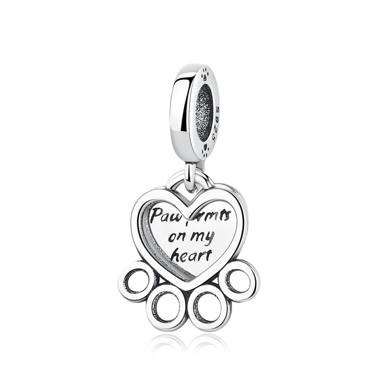 925 Sterling Silver Charms Love Pets