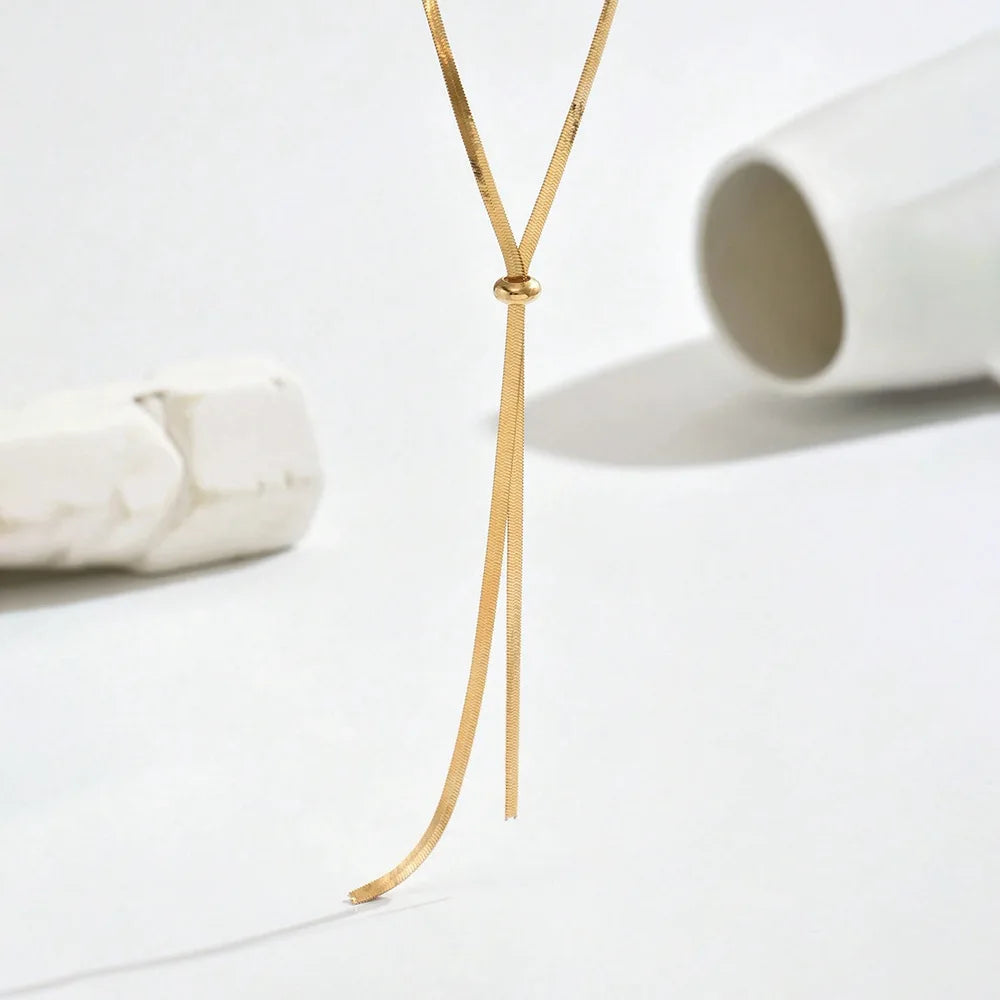 Y-shaped snake bone chain necklace