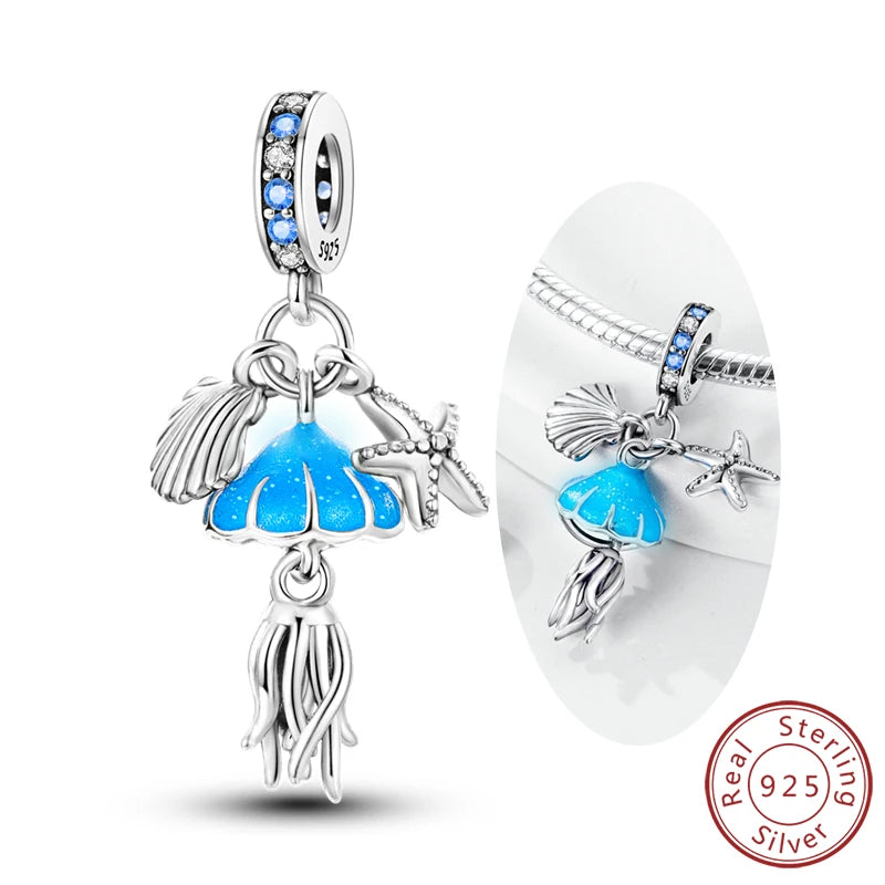 925 Sterling Silver Charms Beads Pendant Firefly Elf Paw Planet Charm