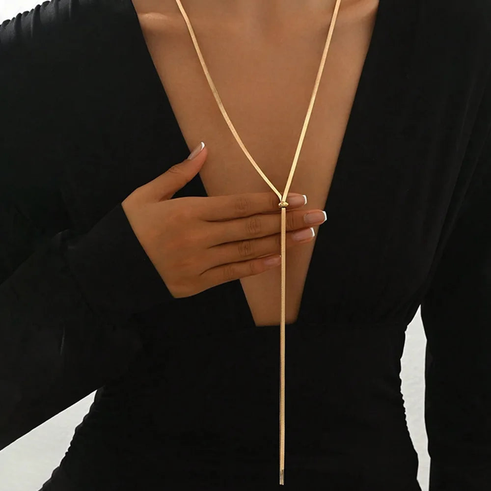 Y-shaped snake bone chain necklace