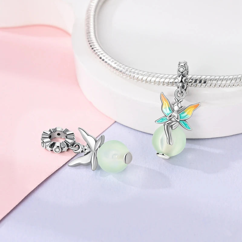 925 Sterling Silver Charms Beads Pendant Firefly Elf Paw Planet Charm