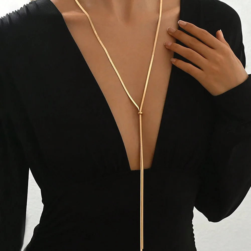 Y-shaped snake bone chain necklace