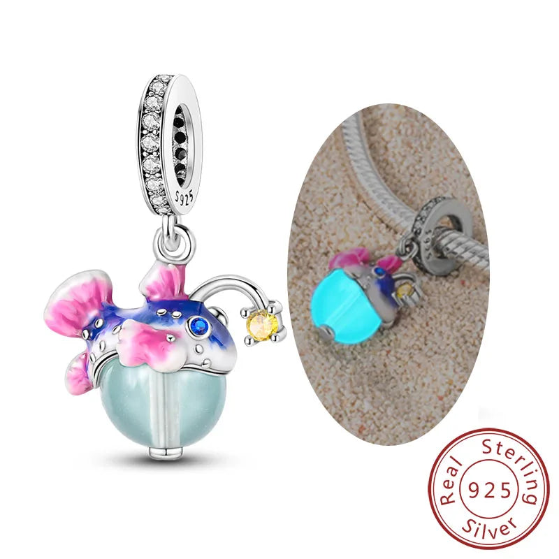 925 Sterling Silver Charms Beads Pendant Firefly Elf Paw Planet Charm