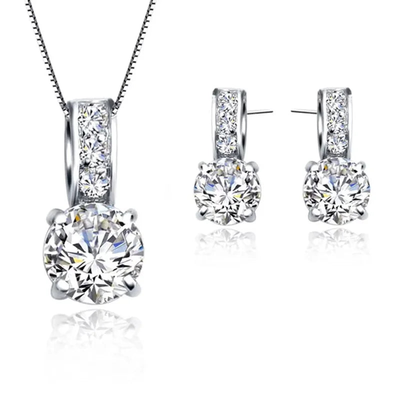 925 Sterling Silver Colour Bridal Jewellery Set
