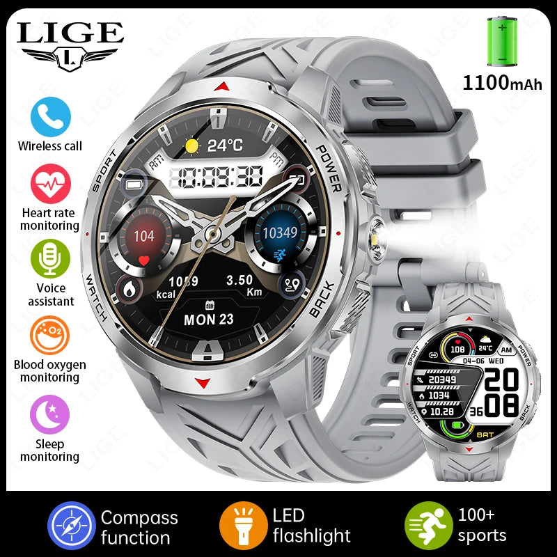LIGE New 1100mAh Battery Smart Watches Man Outdoor Sport