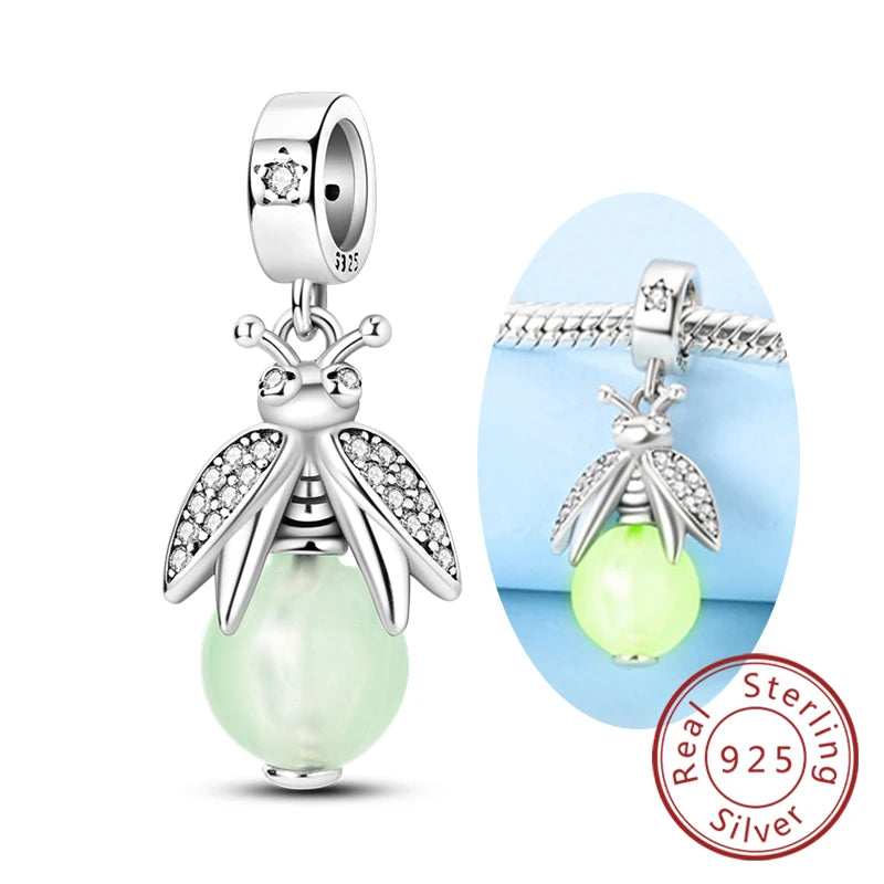 925 Sterling Silver Charms Beads Pendant Firefly Elf Paw Planet Charm