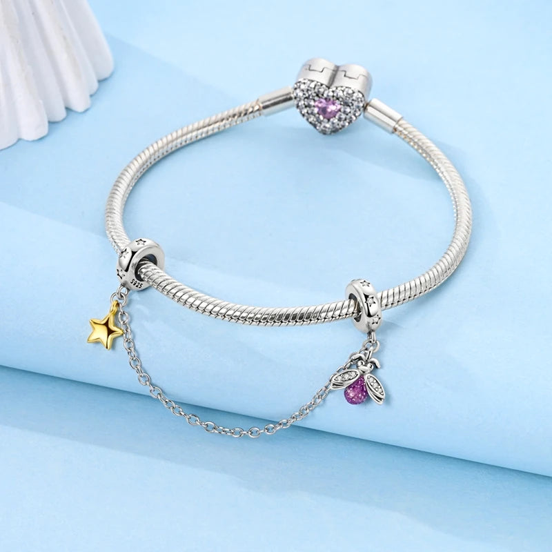 925 Sterling Silver Charms Beads Pendant Firefly Elf Paw Planet Charm