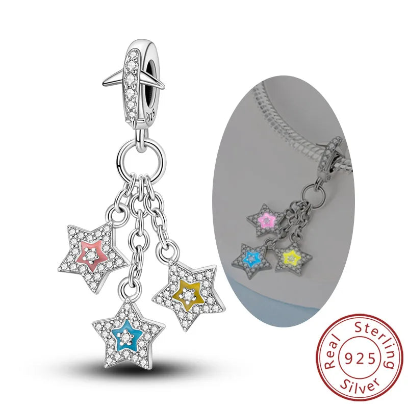 925 Sterling Silver Charms Beads Pendant Firefly Elf Paw Planet Charm