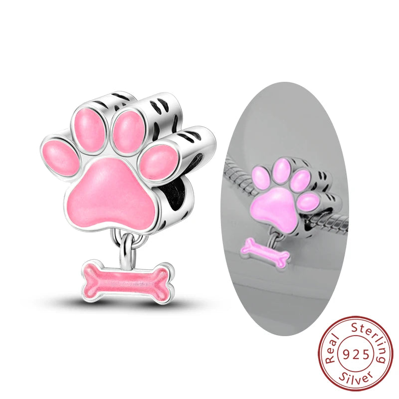 925 Sterling Silver Charms Beads Pendant Firefly Elf Paw Planet Charm