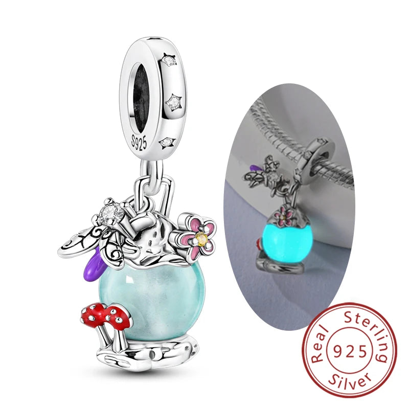 925 Sterling Silver Charms Beads Pendant Firefly Elf Paw Planet Charm