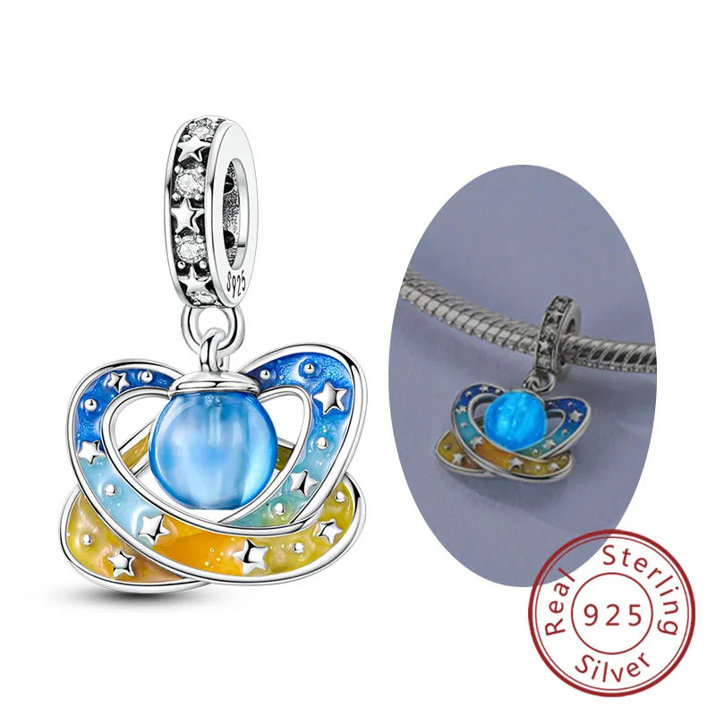 925 Sterling Silver Charms Beads Pendant Firefly Elf Paw Planet Charm