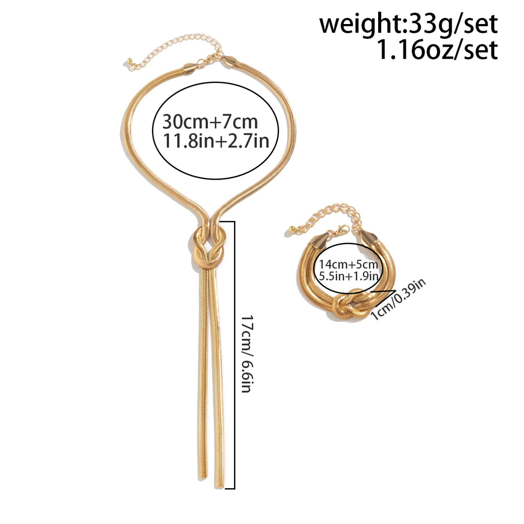 2Pcs/Set Long Snake Twisted Chain Necklace Bracelet