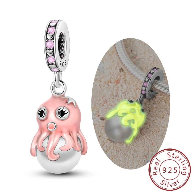 925 Sterling Silver Charms Beads Pendant Firefly Elf Paw Planet Charm