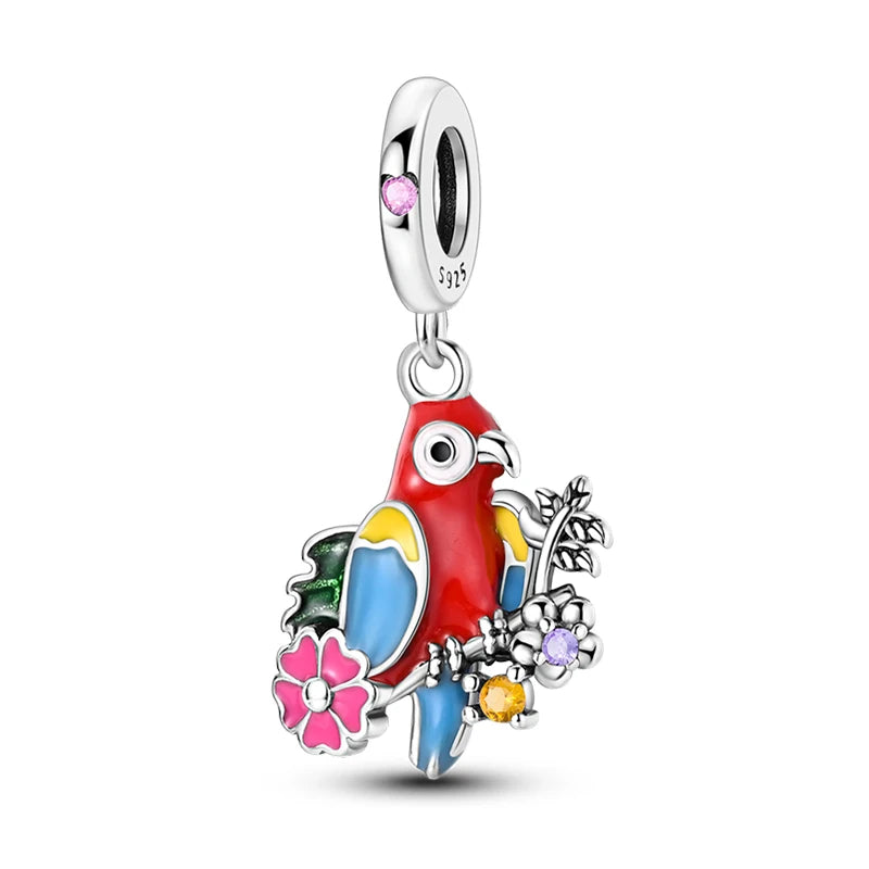 925 Silver Charms in Tones of Red