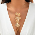 Petal Charm Long Tassel Necklace