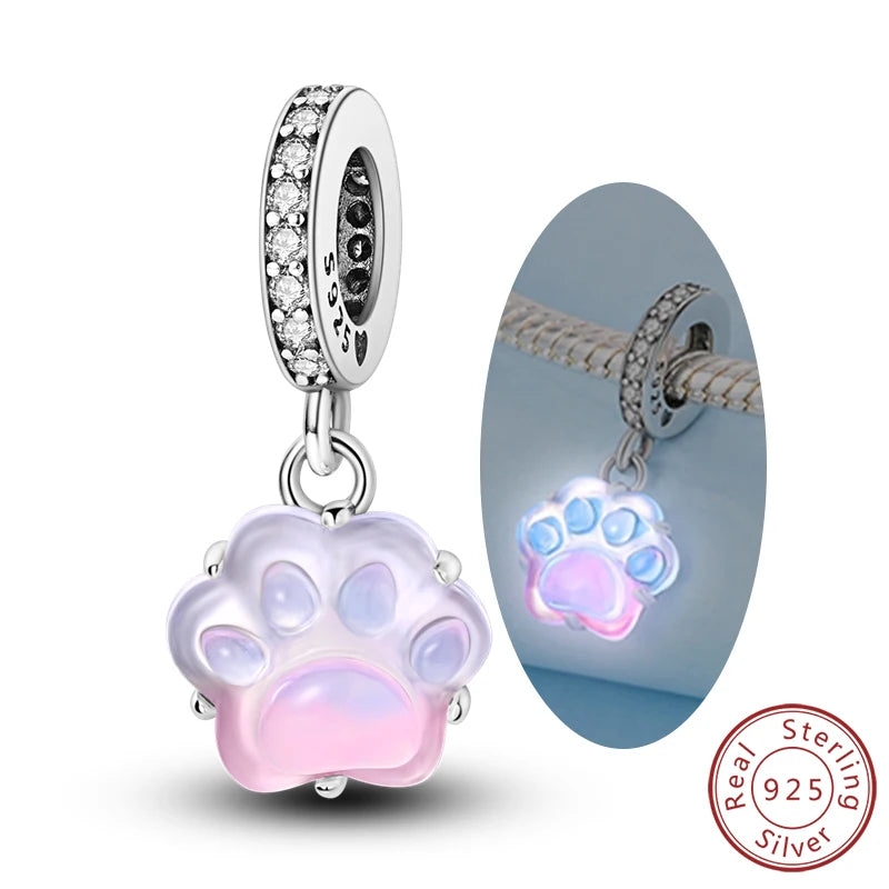 925 Sterling Silver Charms Beads Pendant Firefly Elf Paw Planet Charm