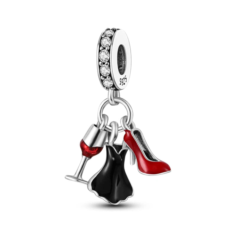 925 Silver Charms in Tones of Red