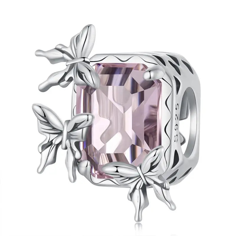 925 Sterling Silver Heart Beads Flower Retro Pattern Charms