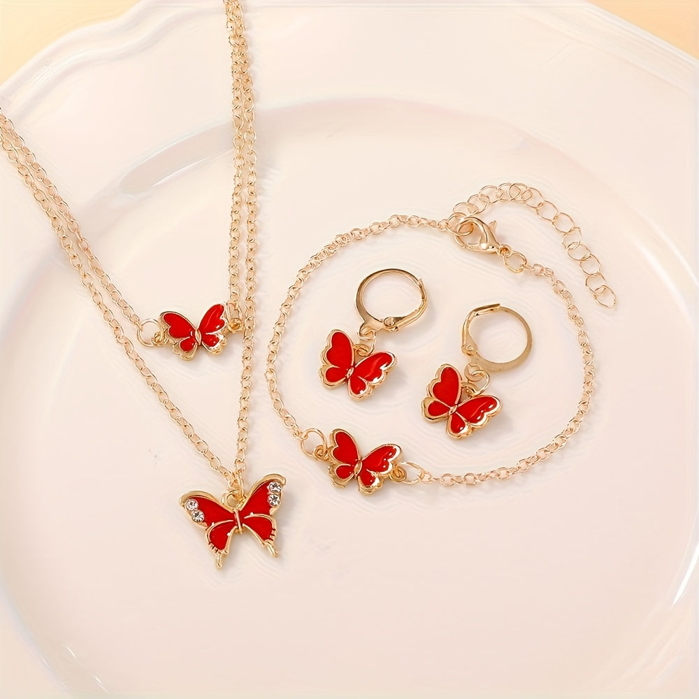 4pcs Boho Butterfly Jewellery Set