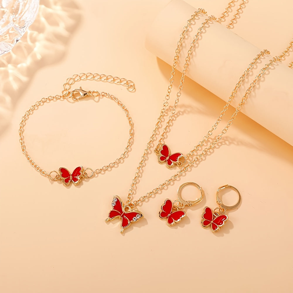 4pcs Boho Butterfly Jewellery Set
