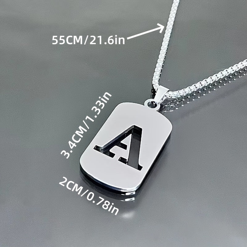 Stainless Steel Letter Pendant Necklaces for Men